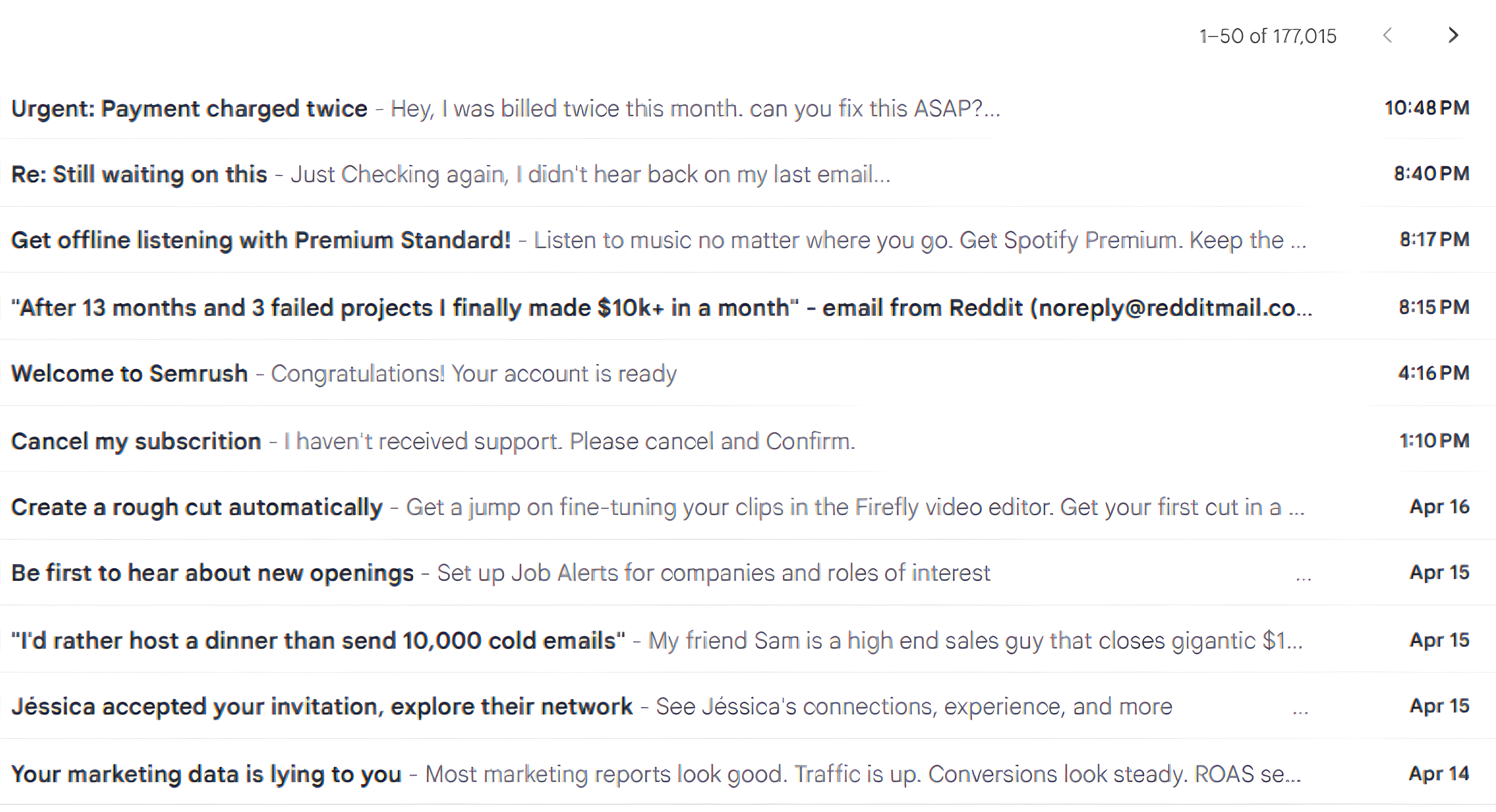 Overflowing inbox before MailBridge